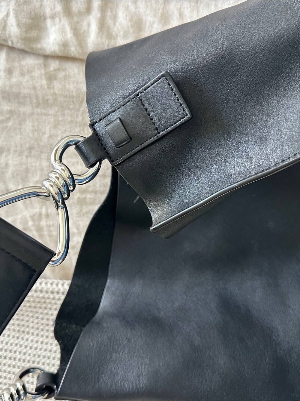 All Saints Black Leather Shoulder Tote - Picture 4 of 13